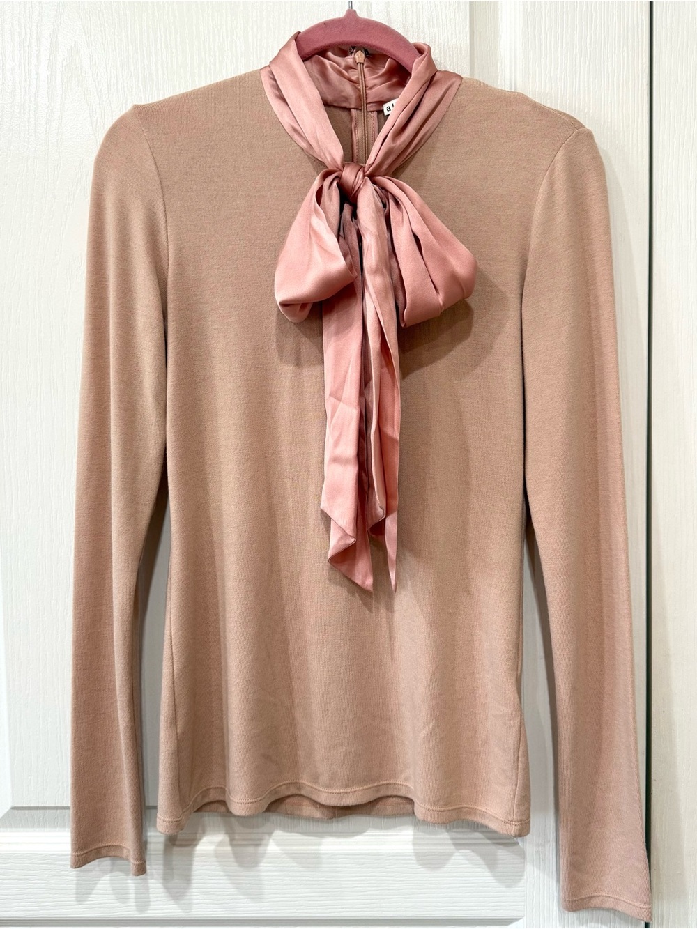 Alice + Olivia Pink Bow Long Sleeve Top